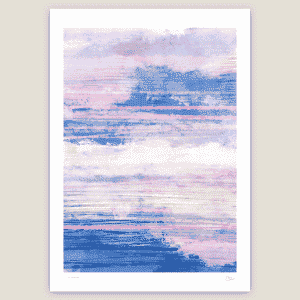 abstract sky art print in blue sunrise tones