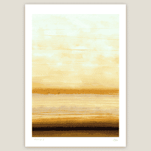 abstract landscape art print in yellow tones