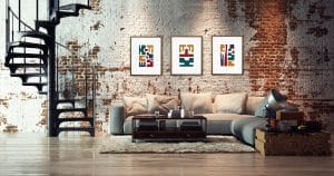 Set of 3 Abstract midcentury modern giclee fine art prints