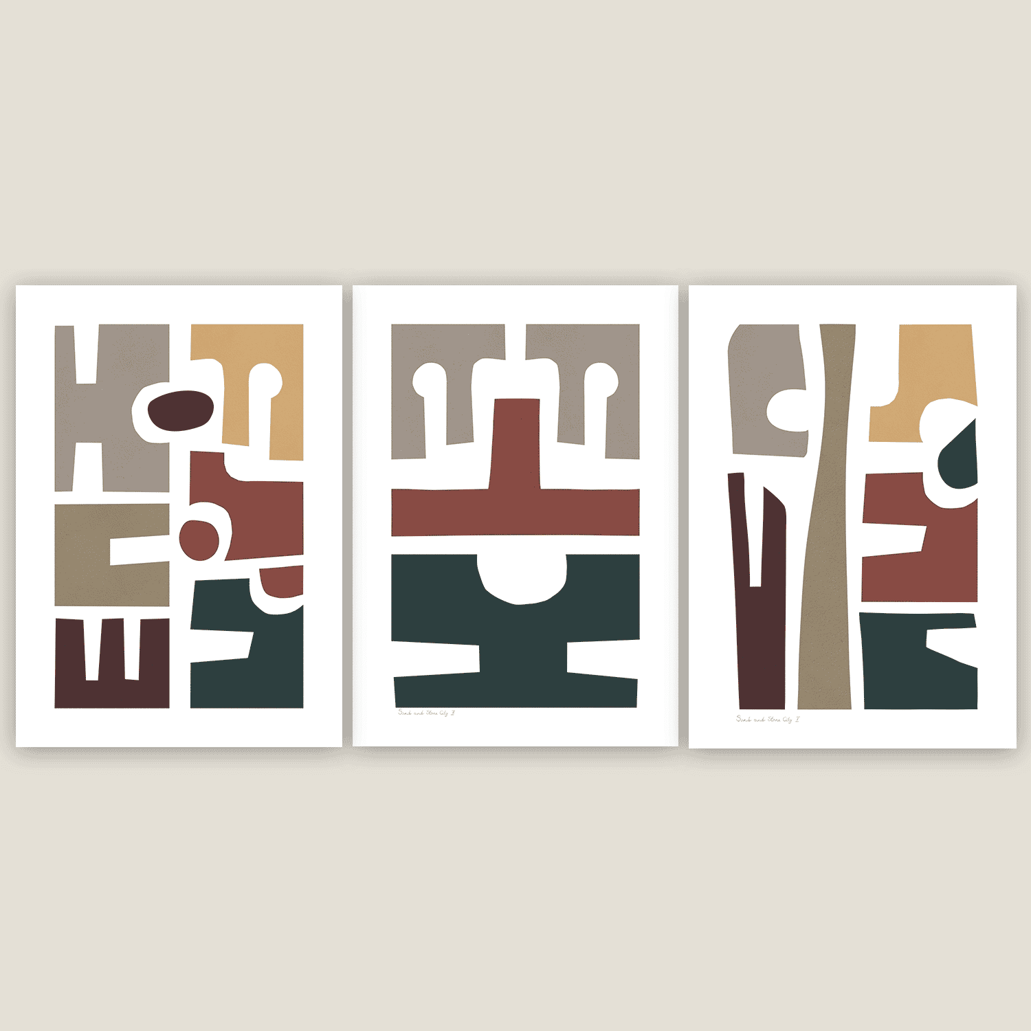 Set of 3 Prints "Sand and Stone City"