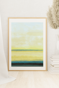 mockup of an art print frame placed over a wooden floor m8252 r el2 2