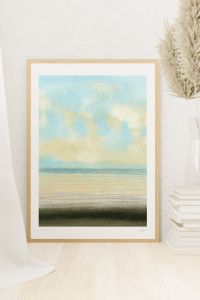 mockup of an art print frame placed over a wooden floor m8252 r el2