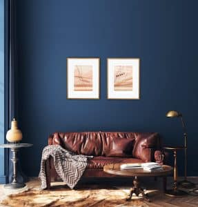 Interior view with Signed abstract art prints by IntaLeora