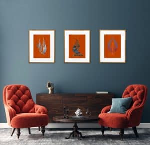Set of 3 Original Art Prints for living room wall decor by Inta Leora
