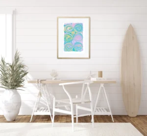 Abstract heatwave fine art print Eternity in the sand in ocean style interior