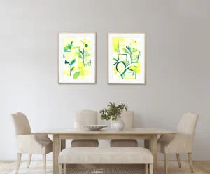 Kitchen and dining room wal art decor with lime and lemons by artist Inta Leora