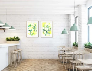 Kitchen and dining room wal art decor with lemons by artist Inta Leora