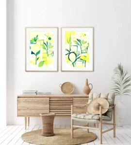 Tasty Summer fine art print with citrus and lime leaves by contemporary digital artist Inta Leora