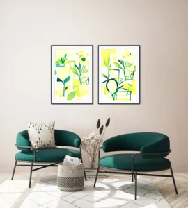 Fine art print with lemons and bright citrus colors by artist Inta Leora