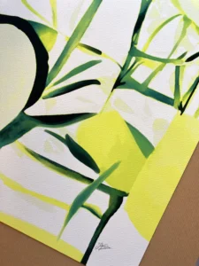 Semi-abstract art print Lemon Lime cocktail in lime green and bright yellow colours