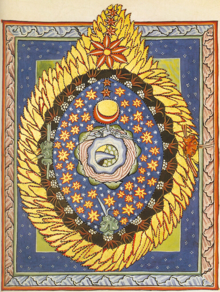 The Human Being as a Bearer of Symbols: Hildegard of Bingen’s Vision of Life’s Meaning hildegard von bingen scivias i.3 god cosmos and humanity 1165 obelisk art history